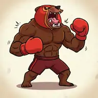 Two cartoon bears fighting in an arena with dynamic action poses and vibrant background
