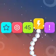 Colorful arcade snake game with glowing balls on a vibrant grid background