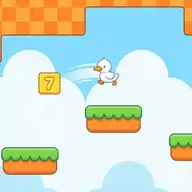 Cute duck character solving math puzzles while jumping over spikes in a colorful platformer level