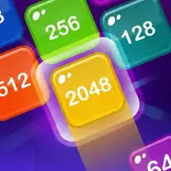 Retro-style number merging puzzle game with colorful blocks on a grid