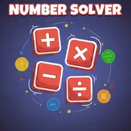 Number Solver math puzzle game interface showing four number cards and operator buttons on a clean browser screen