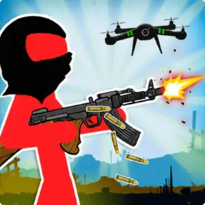 Stickman army squad battling enemies in tactical 2D strategy combat scene