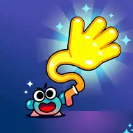 Cute frog character swinging with a grappling hook through a colorful arcade platformer level in Swingo