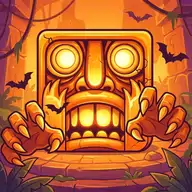 Player running through haunted jungle temple in Temple Run 2 Spooky Summit with evil monkeys chasing
